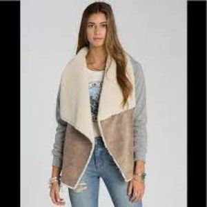 Billabong far and away faux shearling open jacket NWOT